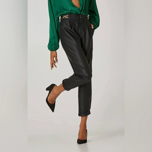 LYNNE high Waist trousers | Baggy pants in leather look - Picture 2 of 16